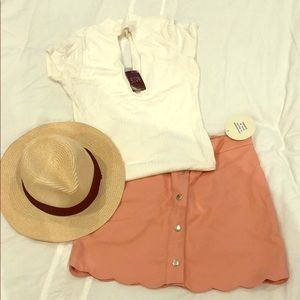 NWT Coral  Skirt. BodySuit. Summer Hat